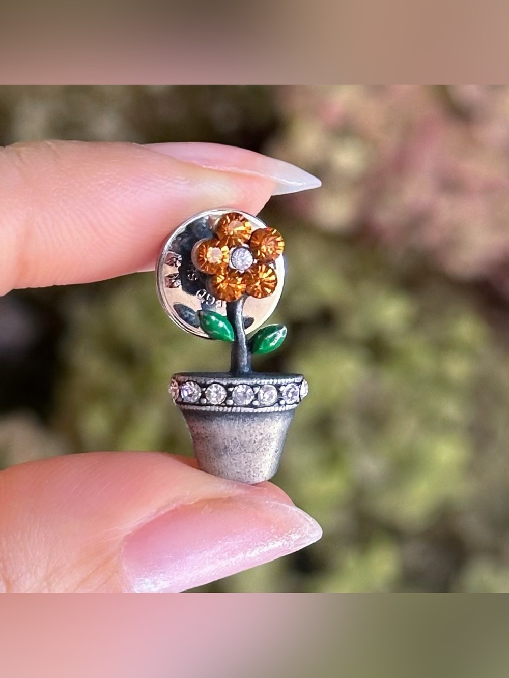 Vintage Ballou Reg'd Rhinstone Flower Pot Pin